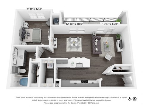 A1B Floor Plan at 3500 Westlake Apartments, Texas